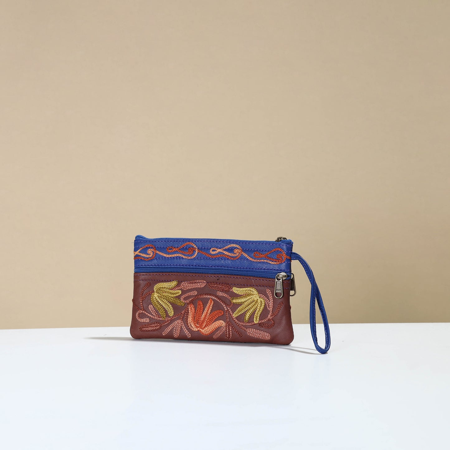 Kashmiri Embroidery Leather Clutch