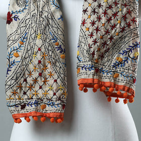 Orange Ranihati Chanderi Silk Embroidered Stole