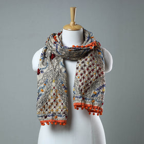 Orange Ranihati Chanderi Silk Embroidered Stole