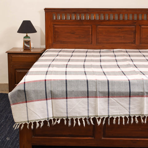 White - single handloom cotton bed sheet (90 x 60 in) 98