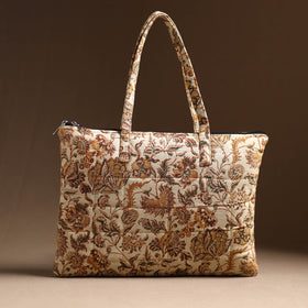 Beige Handcrafted Quilted Cotton Hand Bag 22