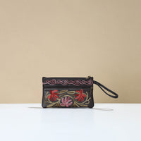 Crewel Embroidery Leather Clutch