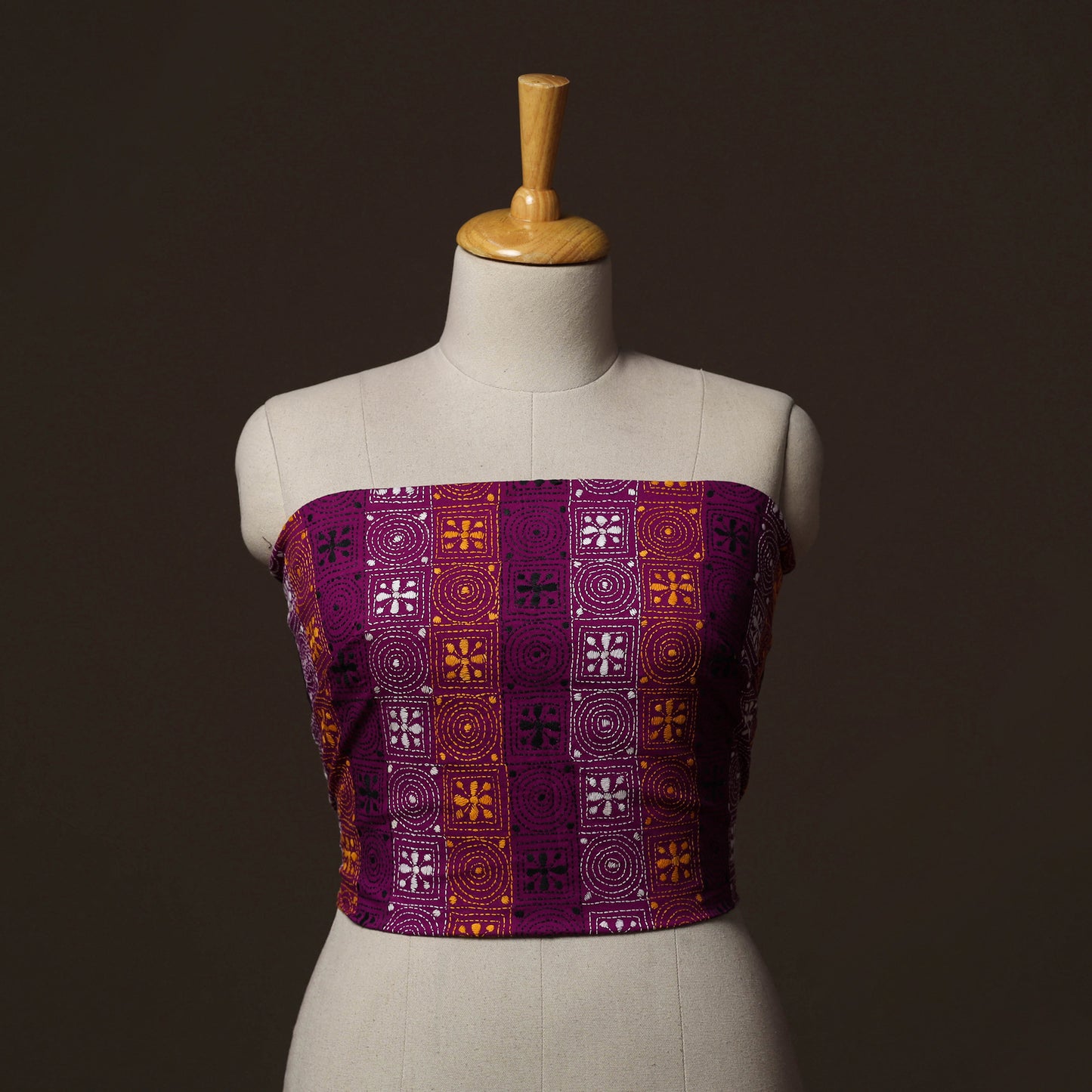 Bengal Kantha Hand Embroidered Cotton Blouse Piece 01