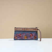 Crewel Embroidery Leather Clutch