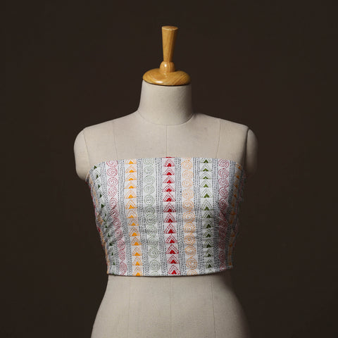Bengal Kantha Hand Embroidered Cotton Blouse Piece 05