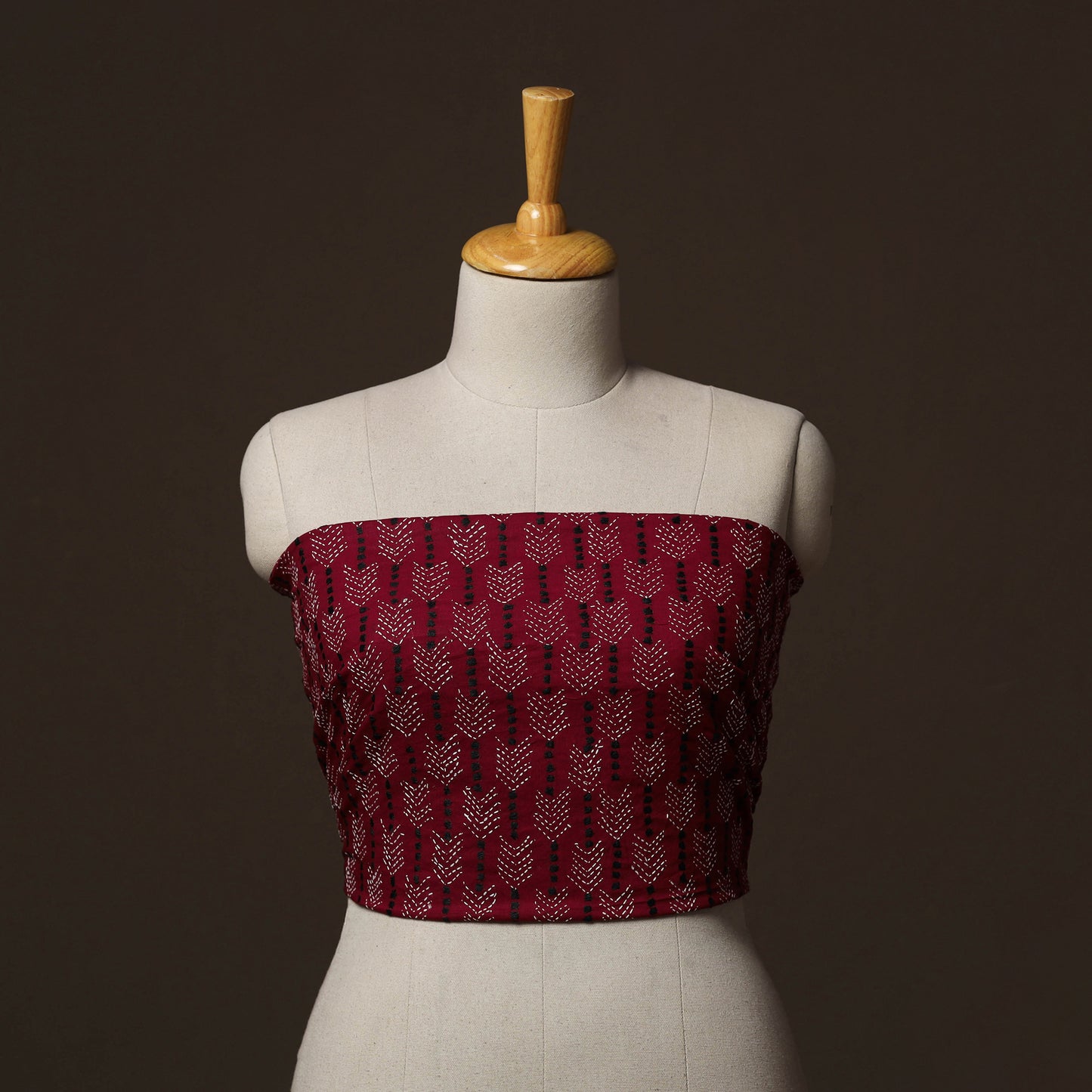 Bengal Kantha Hand Embroidered Cotton Blouse Piece 08