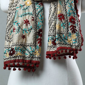 Maroon Ranihati Chanderi Silk Embroidered Stole