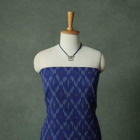 Pochampally Ikat Weave Cotton 2pc Unstitched Dress Material Kurta Set with Jewellery 04