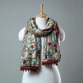 Maroon Ranihati Chanderi Silk Embroidered Stole