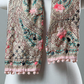 Pink Ranihati Chanderi Silk Embroidered Stole