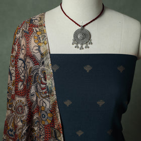 Jacquard Woven Cotton 2pc Unstitched Dress Material Kurta Set with Jewellery 06