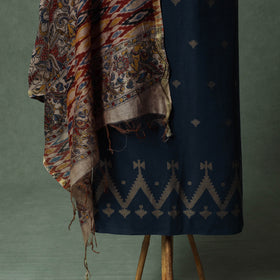 Jacquard Woven Cotton 2pc Unstitched Dress Material Kurta Set with Jewellery 06