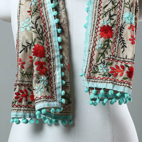 Blue Ranihati Chanderi Silk Embroidered Stole