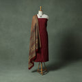 Pochampally Ikat Weave Cotton 2pc Unstitched Dress Material Kurta Set with Jewellery 08