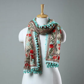 Blue Ranihati Chanderi Silk Embroidered Stole