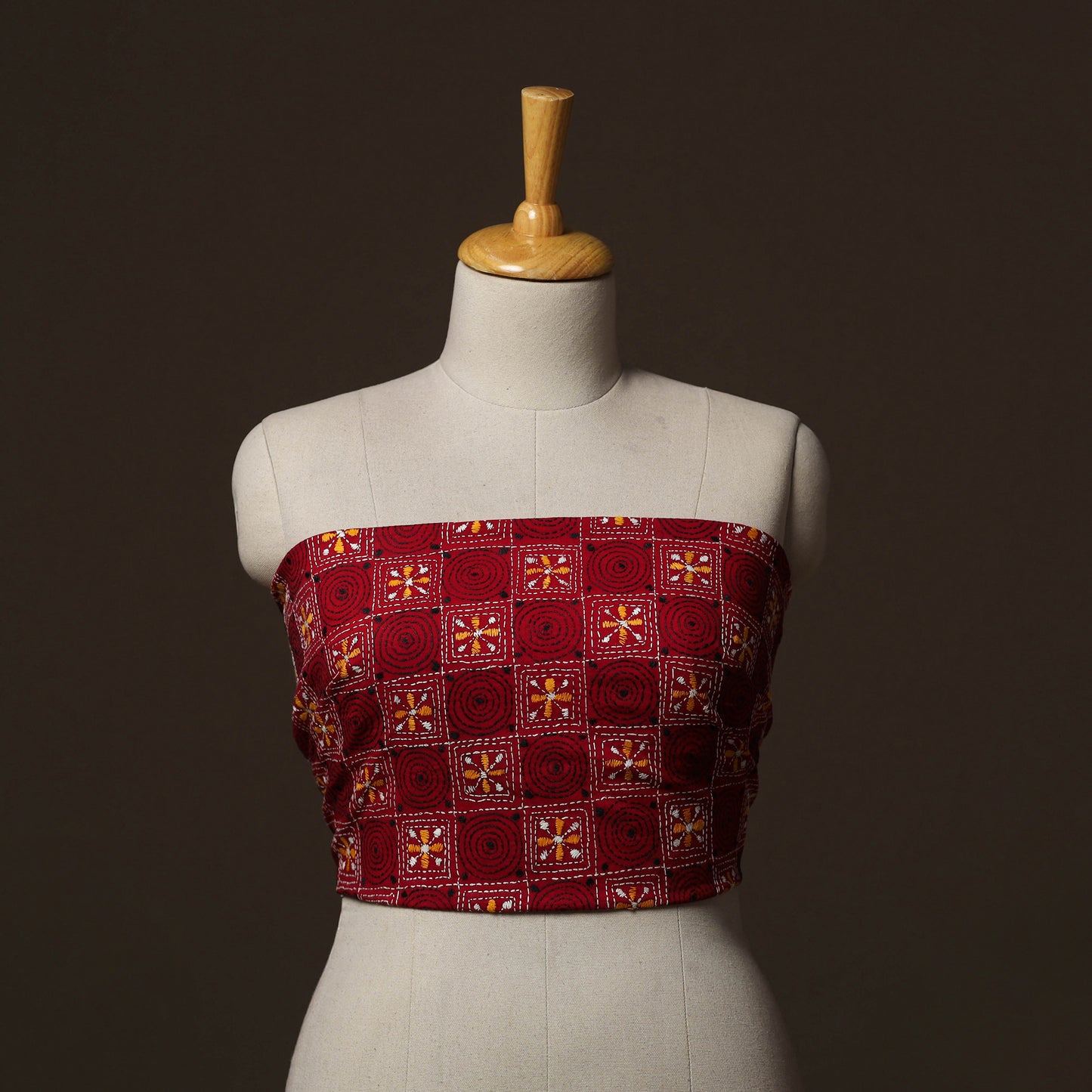 Bengal Kantha Hand Embroidered Cotton Blouse Piece 28