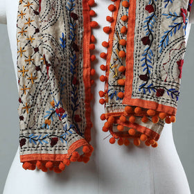 Orange Ranihati Chanderi Silk Embroidered Stole