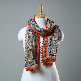 Orange Ranihati Chanderi Silk Embroidered Stole