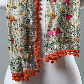 Orange Ranihati Chanderi Silk Embroidered Stole