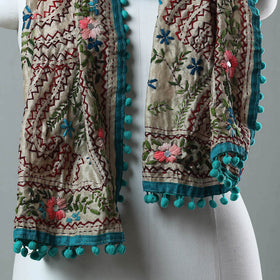 Blue Ranihati Chanderi Silk Embroidered Stole