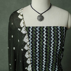 Sanganeri Hand Block Print Cotton 2pc Unstitched Dress Material Kurta Set with Jewellery 10