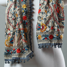 Grey Ranihati Chanderi Silk Embroidered Stole