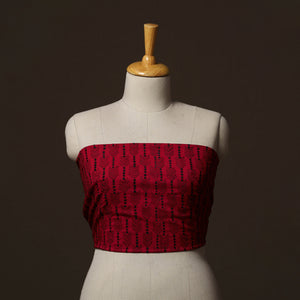 Red - Bengal Kantha Hand Embroidered Cotton Blouse Piece 40