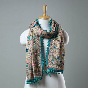 Blue Ranihati Chanderi Silk Embroidered Stole