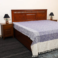 Blue - Pure Handloom Cotton Double Bed Cover from Bijnor 10