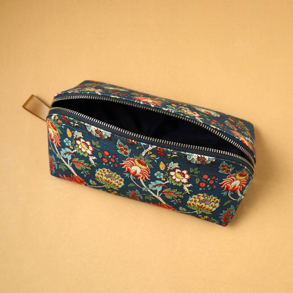 Green - Floral Print Handcrafted Multipurpose Toiletry Pouch 51