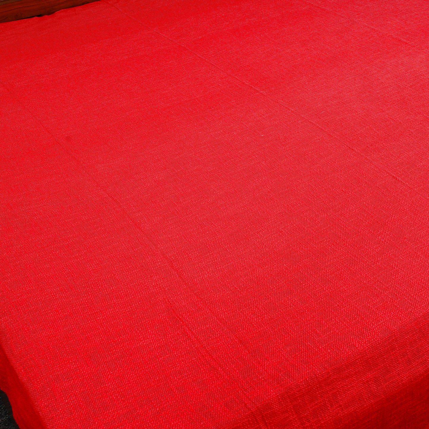 Red - Pure Handloom Cotton Double Bed Cover from Bijnor 01