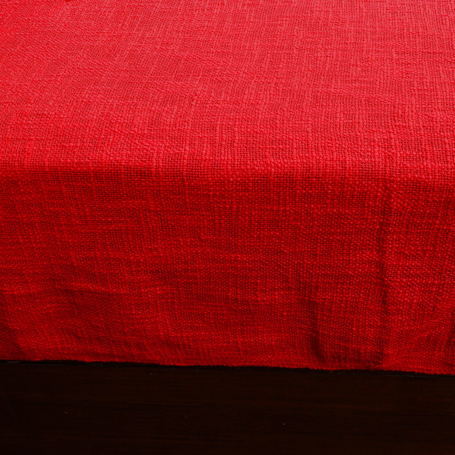 Red - Pure Handloom Cotton Double Bed Cover from Bijnor 01