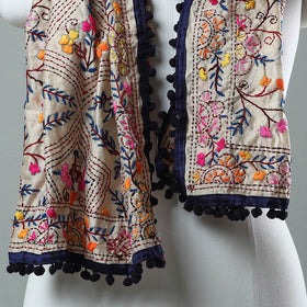 Blue Ranihati Chanderi Silk Embroidered Stole