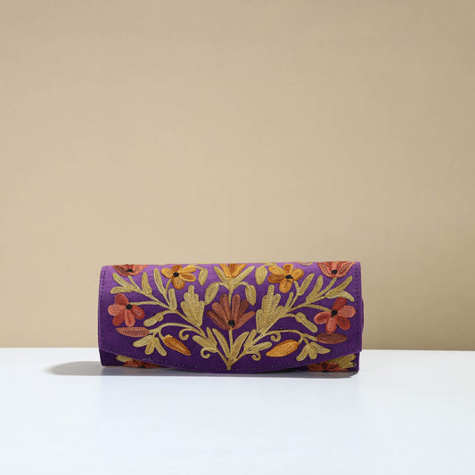 Authentic Kashmiri Crewel Embroidery Velvet Clutch 35