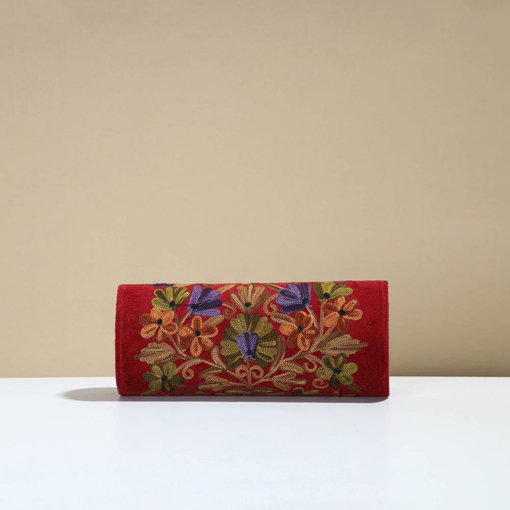 Authentic Kashmiri Crewel Embroidery Velvet Clutch 36