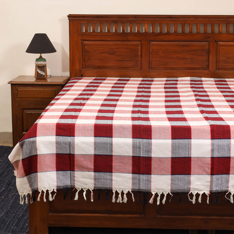 Red - single handloom cotton bed sheet (90 x 60 in) 109