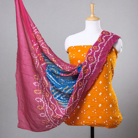 2pc Kutch Bandhani Tie-Dye Cotton Suit Material Set 44