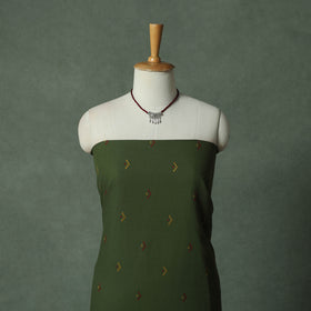 Jacquard Woven Cotton 2pc Unstitched Dress Material Kurta Set with Jewellery 15