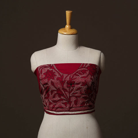 Bengal Kantha Hand Embroidered Cotton Blouse Piece 68