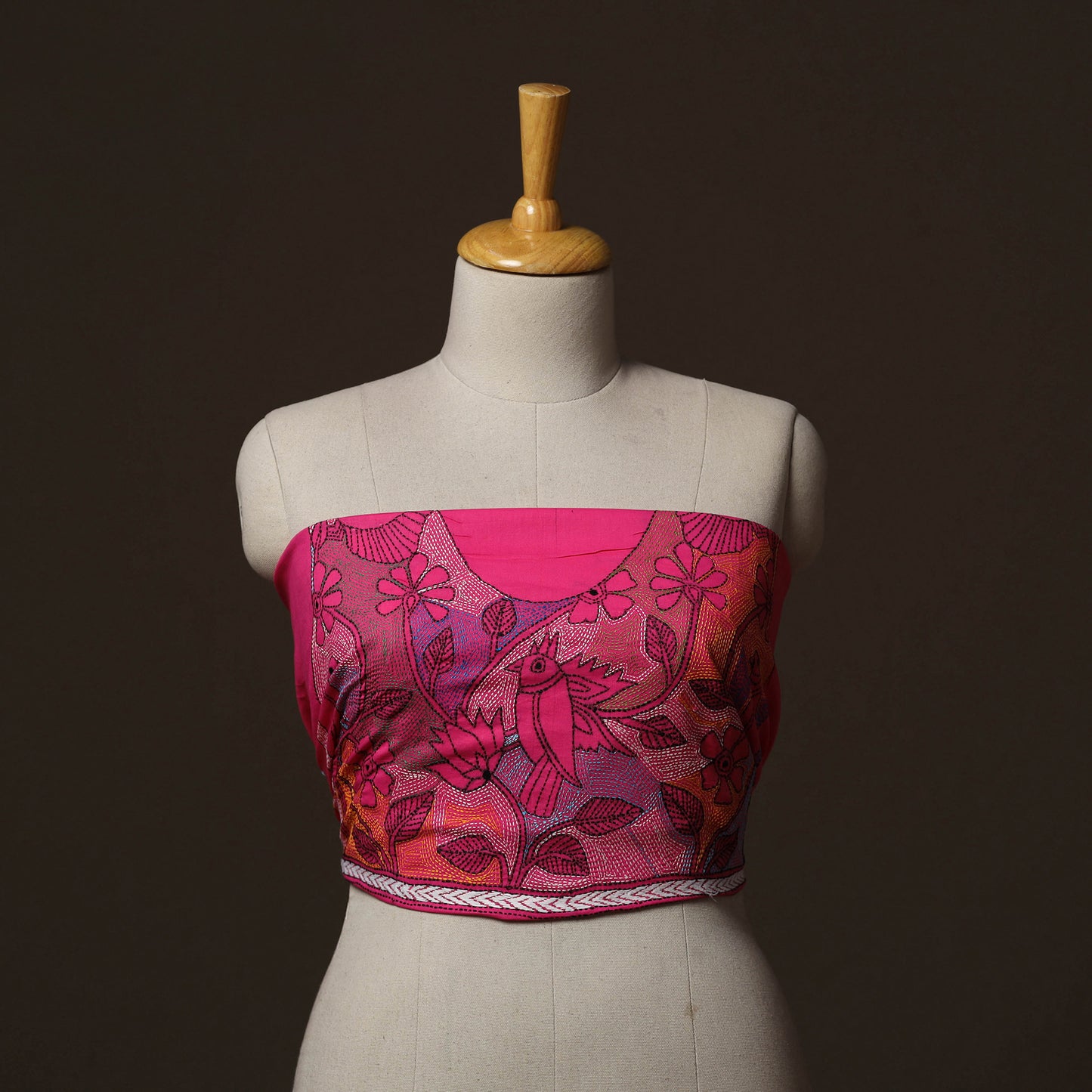 Bengal Kantha Hand Embroidered Cotton Blouse Piece 69