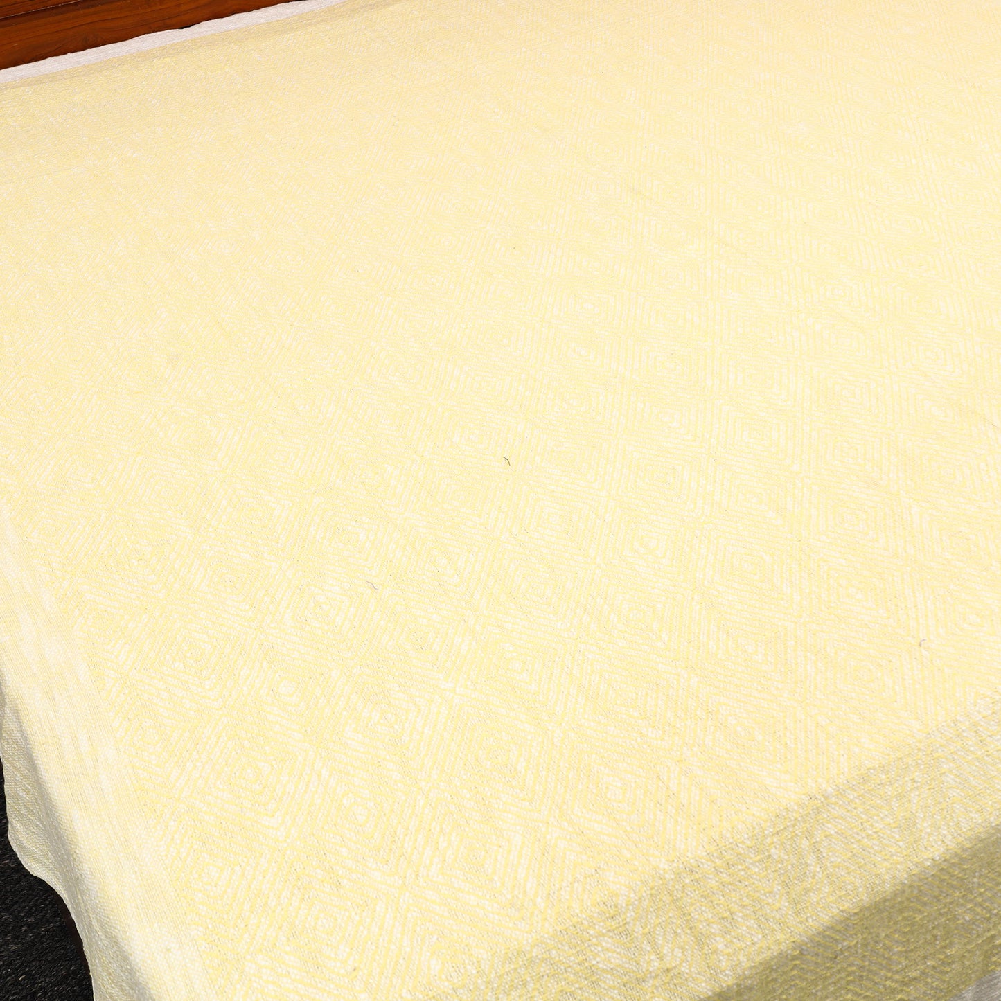 Beige - Pure Handloom Cotton Double Bed Cover from Bijnor 06