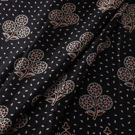Black Natural Dyed Mashru Silk Ajrakh Print Fabric