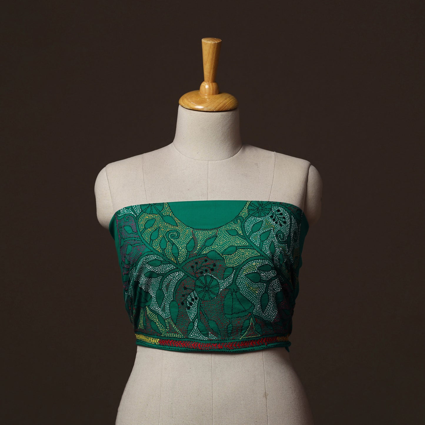 Bengal Kantha Hand Embroidered Cotton Blouse Piece 73