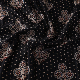 Black Natural Dyed Mashru Silk Ajrakh Print Fabric