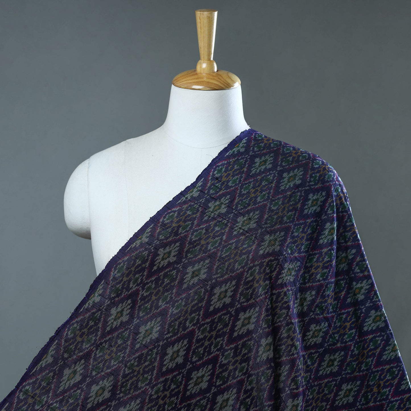 Purple - Pochampally Ikat Weave Handloom Pure Raw Silk Fabric 01