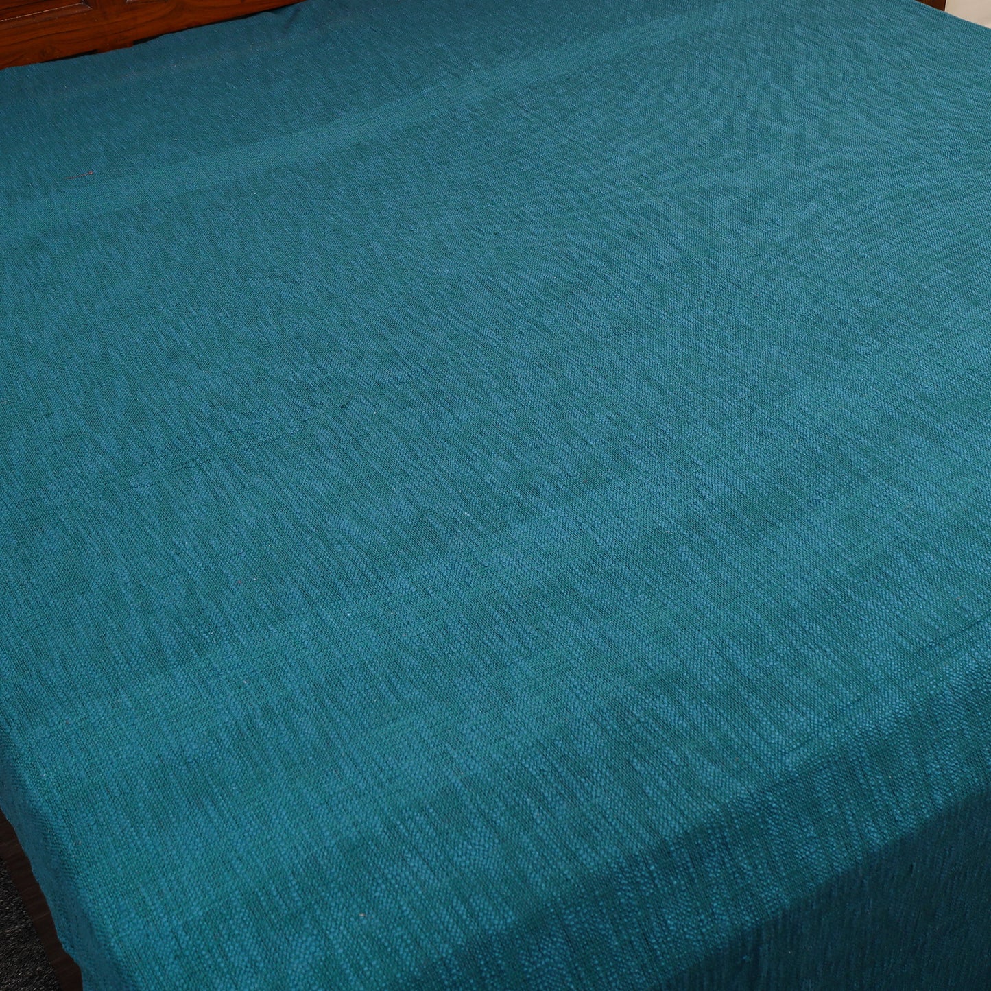 Blue - Pure Handloom Cotton Double Bed Cover from Bijnor 08