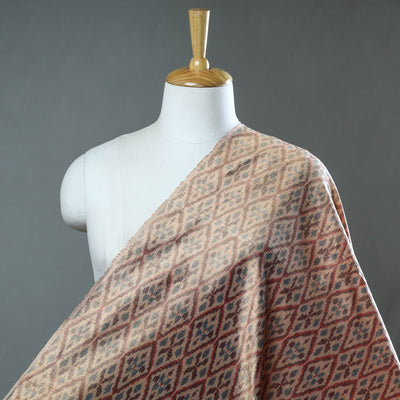 Brown - Pochampally Ikat Weave Handloom Pure Raw Silk Fabric 07