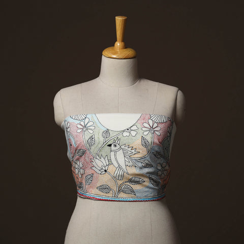 Bengal Kantha Hand Embroidered Cotton Blouse Piece82