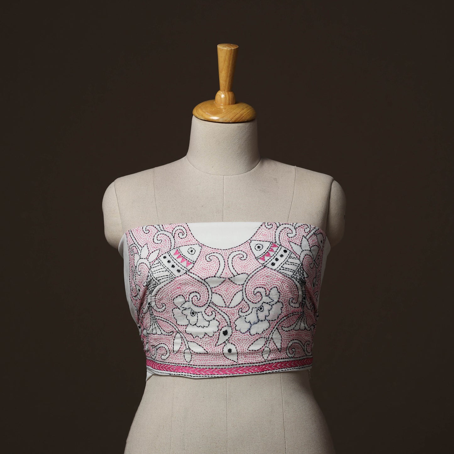 Bengal Kantha Hand Embroidered Cotton Blouse Piece 83