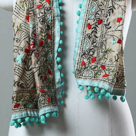 Blue Ranihati Chanderi Silk Embroidered Stole